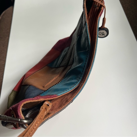 The Sak Boho Patchwork Multi Color-block Vintage-style Leather Shoulder Bag - Picture 12 of 14